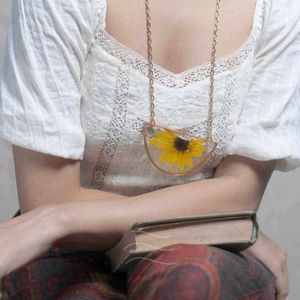 Resin Sunflower Pendant Necklace