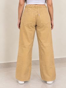 Women’s Beige Wide-Leg Cotton Pants