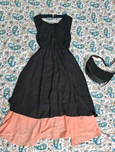 🍑Chic Black & Peach Dress🍑