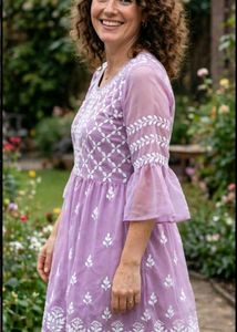 Lavender Chikankari Georgette Tunic ✨