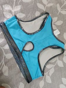 DANSKIN Sparkly Trim Blue Sports Bra