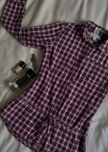 Purple Plaid Button-Up Shirt
