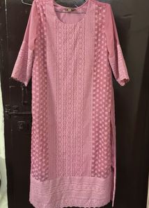 Elegant Pink Chikankari Kurta with palazzos