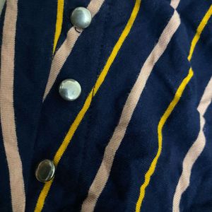 Annabelle Navy Textured Round Neck regular fit