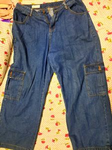 Blue Denim Cargo Pants