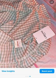 Cute Gingham Puff Sleeve Dress