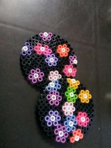 Handmade Perler Bead Flower Mini Coasters - 2 pcs