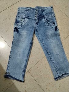 Acid Wash High Waisted Capris