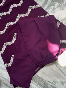 Elegant Purple Kurta Set with White Embroidery