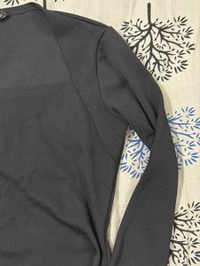 Ribbed Square Neck Long Sleeve Top
