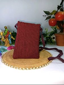 Maroon Textured Crossbody Pouch