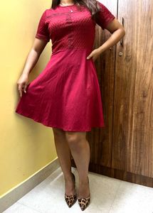 🚨 PRICE DROP 🚨Elegant Red Fit and Flare Dress