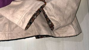 Beige Embroidered Trim Jacket