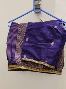 Elegant Purple saree with stiched blouse