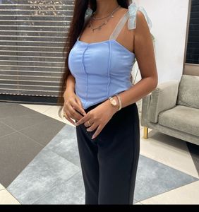 Sky Blue Tie Strap Tank Top