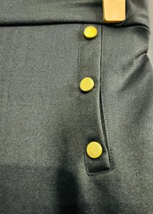Stylish Black Pants with Gold Buttons