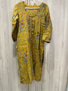 Mustard Floral Kurta Set with Dupatta
