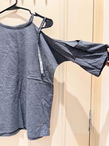 Stylish Grey Cold Shoulder Top