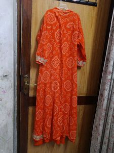 Vibrant Orange Sleeveless Kurta
