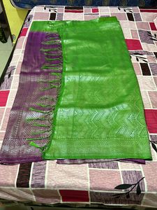 Purple &amp; Green Banarasi Silk Saree