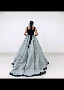 Elegant Black &amp; Sky blue Ball Gown