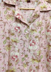 Pink Floral Print Cotton Blouse