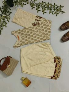 Elegant Cream Ethnic Kurta Set