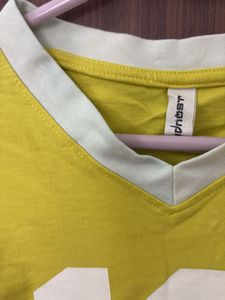 Yellow Cropped T-Shirt with Number 19