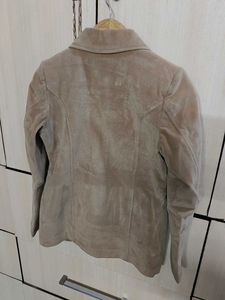 Stylish Taupe Suede Blazer Jacket