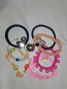 Charming Beaded Hair Ties & Scrunchies Set