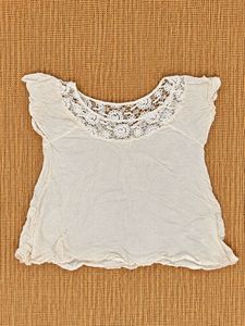 Forever 21 Boho Lace Trim Off-White Top