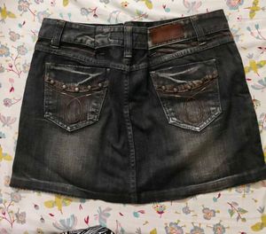 Black Denim Y2K Mini Skirt