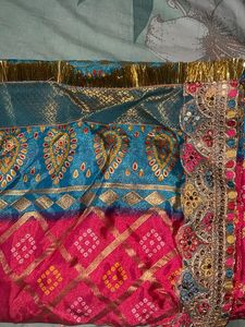 Vibrant Pink &amp; Teal Saree