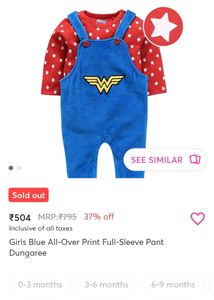 Super Girl Blue Pant Dungaree-3-6 months
