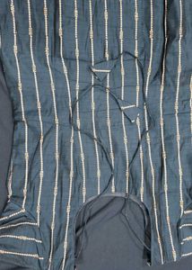 Elegant Navy Striped Kurta Set with Dupatta