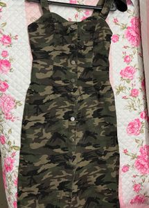 Camouflage Button-Front Dress