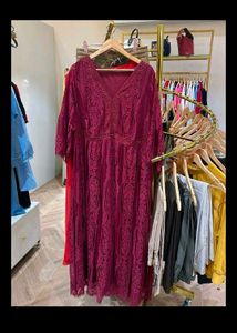 Plus Size Burgundy Lace Party Dress