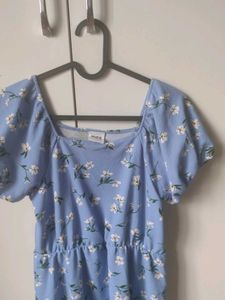 Light Blue Floral Midi Dress