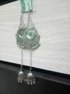 Long Jhumka Oxidised Silver Earrings For Party