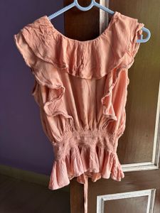 Ruffled Peach Blouse