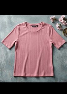 Ribbed Pink Short Sleeve Top