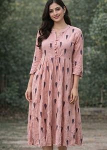 Elegant Pink Printed Kurta