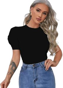 2 Puffy Sleeves Top Black And White