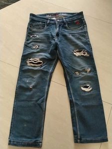 Men's Distressed Blue Jeans