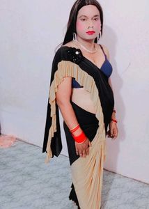 Elegant Black and golden ready to wear saree