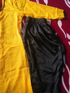 Yellow Kurta with Black Pants