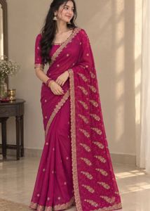 Elegant Purple Embroidered Saree