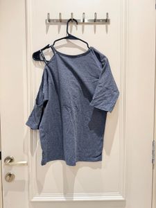 Stylish Grey Cold Shoulder Top