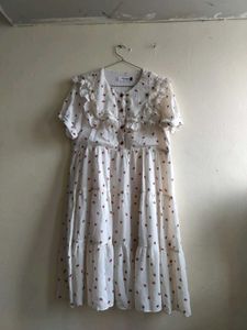 Cute Strawberry Print Tiered Dress