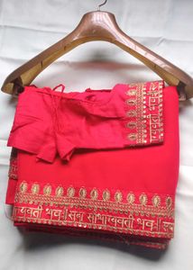 ✨❤Red Georgette Embroidered Saree❤✨